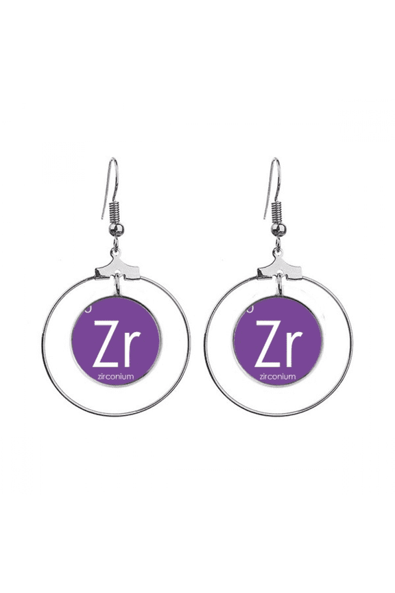 Chestry Elements Period Table Transition Metals Zirconium Zr Earrings Dangle Hoop Jewelry Drop Circle
