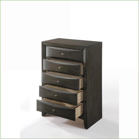 Chests 5-Drawer Gray Oak Finish Storage Chest | Gray | Synthetic Wood
