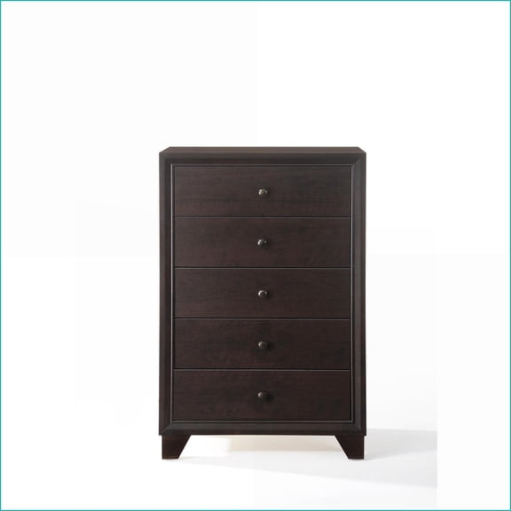 Chests | Classic Espresso 5-Drawer Wood Chest with Smooth Glides | Espresso | Synthetic Wood
