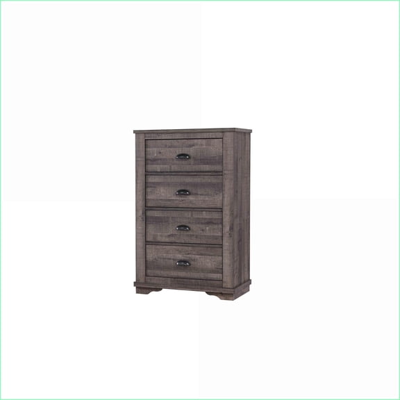 Chests | Contemporary Rustic Gray 4-Drawer Wooden Chest | Gray | Wood
