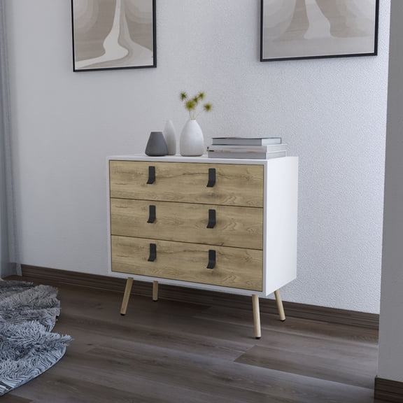Chests Of Drawers, Kimball 3-drawer Dresser, Modern Chic Storage with Wooden Legs, Multicolor Dressers,Engineered Wood Wooden Dressers, Furniture Bedroom Furniture Dressers, Chests & Wardrobes
