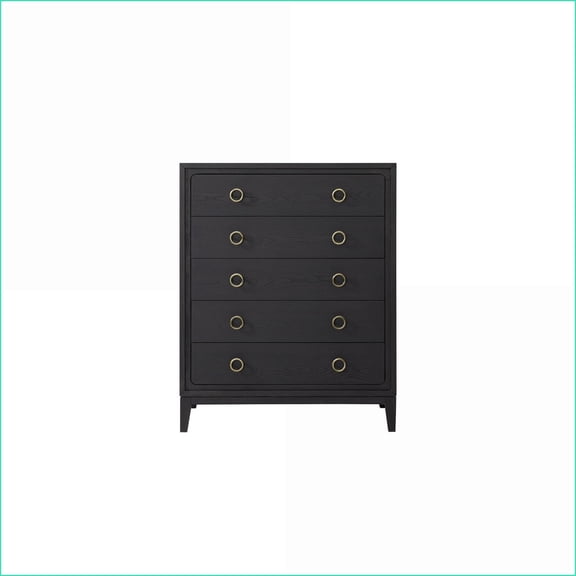 Chests & Dressers 5-Drawer Chest with Peppercorn Finish | Black | Solid Wood+MDF