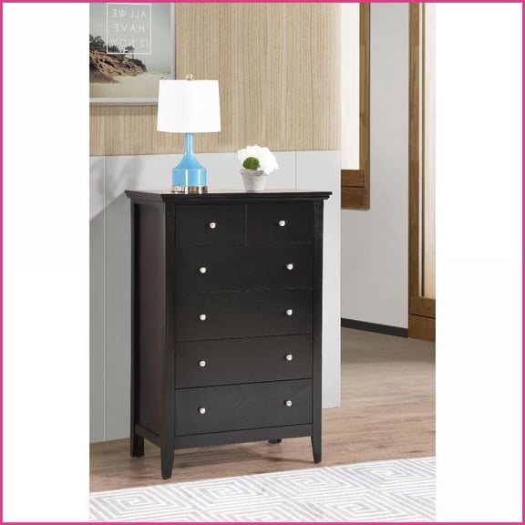 Chests | Hammond G5450-CH Modern Black Wood Veneer Chest | Fully Assembled | Black | Particle Board