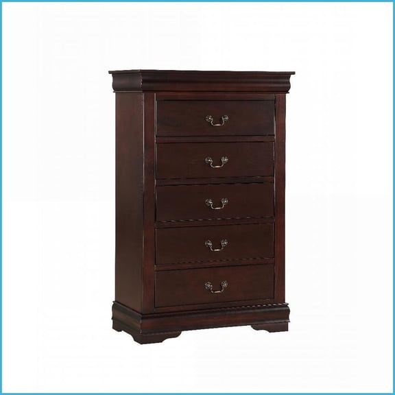 Chests | Louis Philip 5-Drawer with Ample Storage | Cherry Finish | Solid Wood