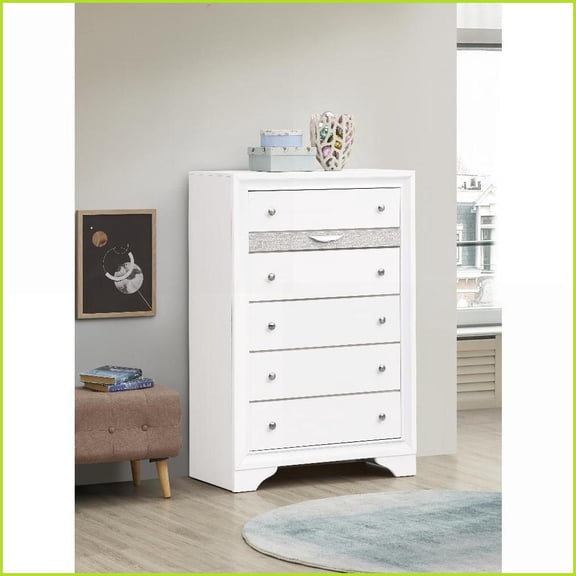 Chests | Madrid 6-Drawer White Laminate Chest with Felt Lining | White | Wood