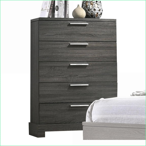 Chests, Modern Gray Oak 5-Drawer Storage Chest | Gray | Synthetic Wood