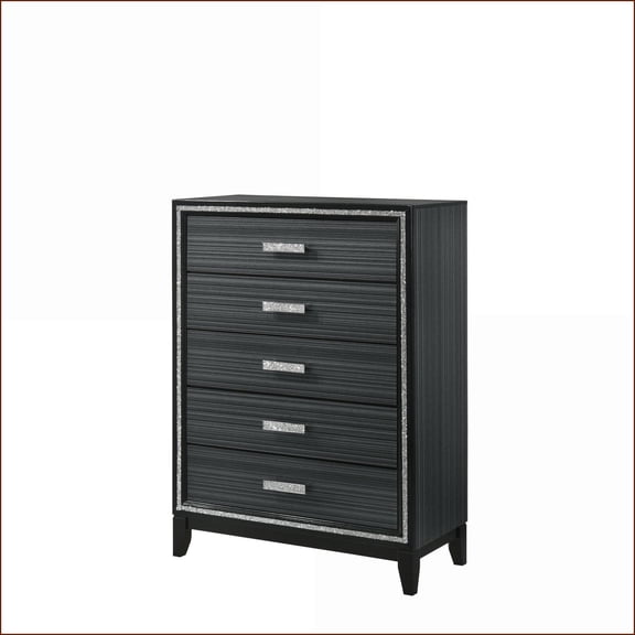 Chests | Modern Weathered Black 5-Drawer Chest | Black | Synthetic Wood