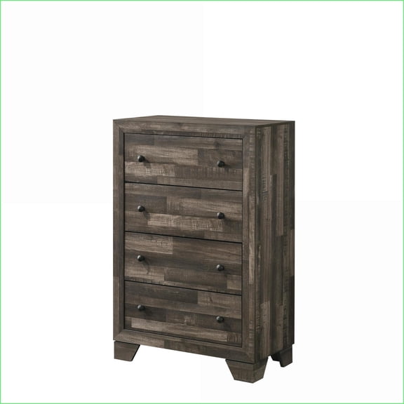 Chests: Rustic 4-Drawer Tall Storage Chest Brown Gray Finish | Wood | Rustic Brown