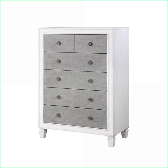 Chests - Rustic Gray & Weathered White Transitional Chest with Smooth-Glide Drawers | White | Synthetic Wood