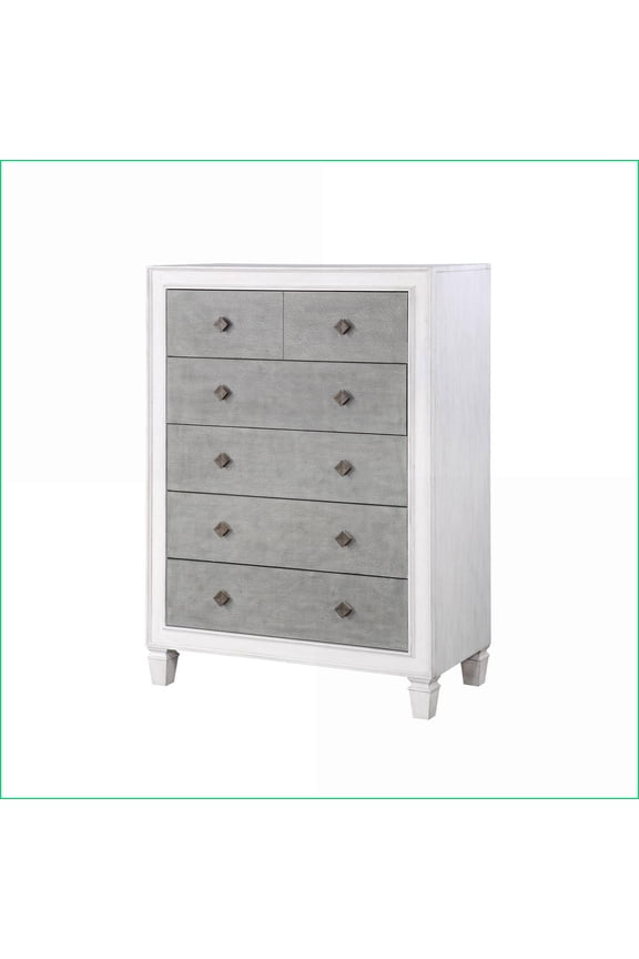 Chests | Rustic Gray & Weathered White Transitional Chest with Smooth Glides | White | Synthetic Wood