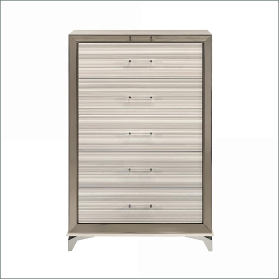 Chests | Star White Modern 5-Drawer with Built-In LED | White | Solid Wood+MDF