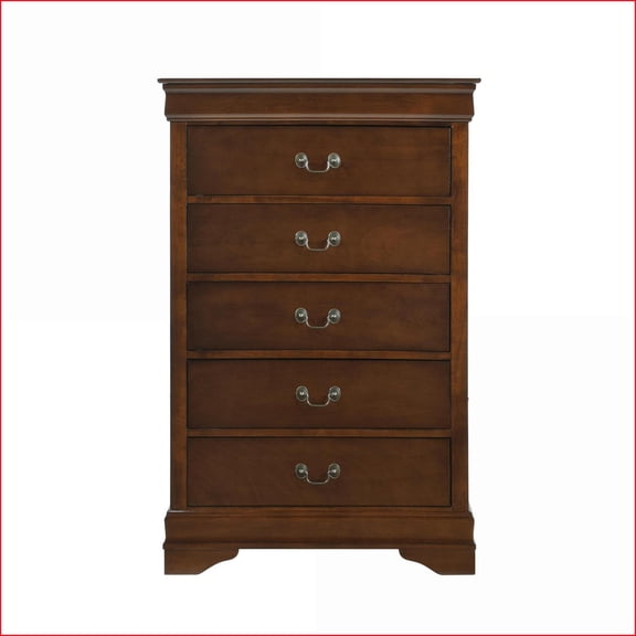 Chests | Traditional 5-Drawer Chest, Brown Cherry, Okume Veneer | Brown Mix | Solid Wood