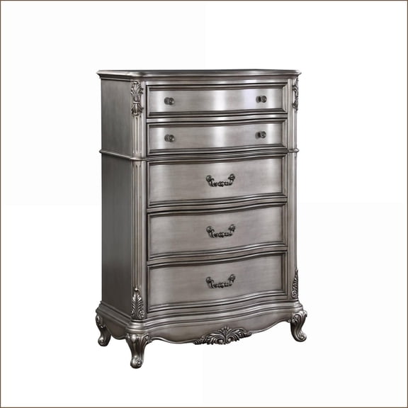 Chests | Traditional Antique Platinum Finish Storage Chest | Antique Silver | Synthetic Wood