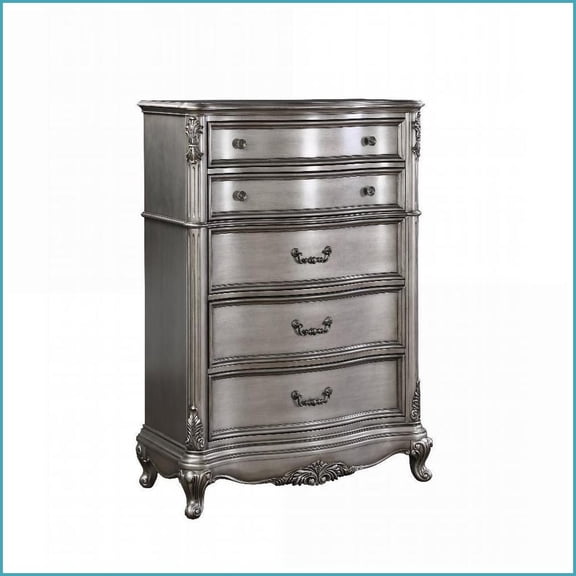 Chests, Traditional Antique Platinum Finish with Ample Storage | Antique Silver | Synthetic Wood