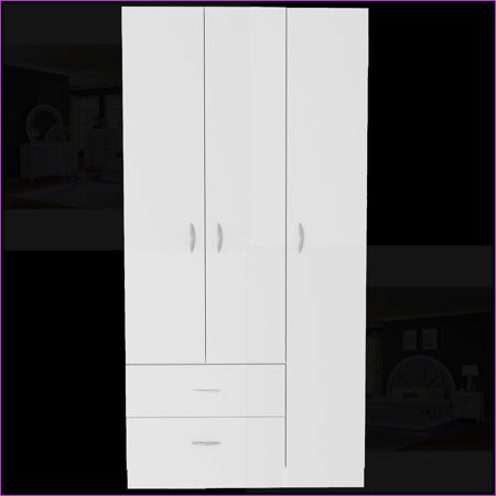Chests & Wardrobes | 3-Door Armoire with Storage | Engineered Wood | White