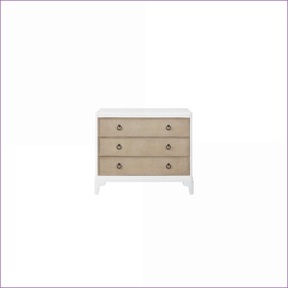 Chests & Wardrobes | 3-Drawer White Hall Chest with Cane Fronts | Solid Wood+MDF