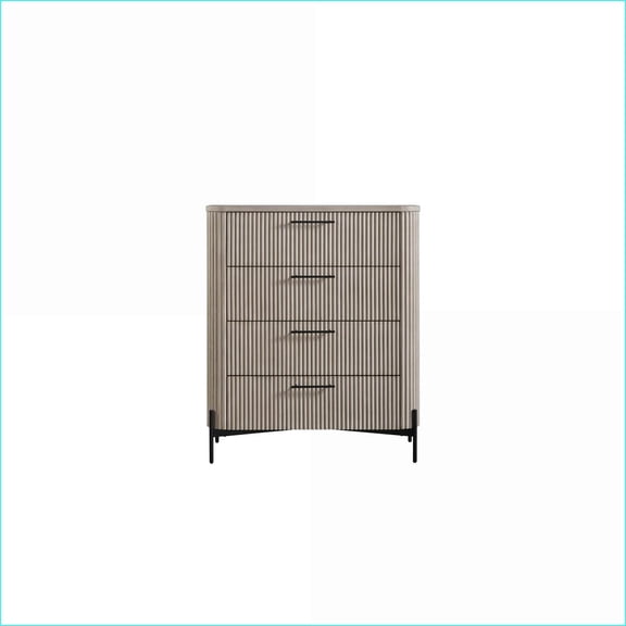 Chests & Wardrobes | 4-Drawer Taupe Chest with Reeded Fronts | Solid Wood+MDF