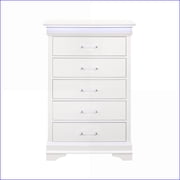 Chests & Wardrobes 5-Drawer Transitional White Chest with LED | White | Solid Wood+MDF
