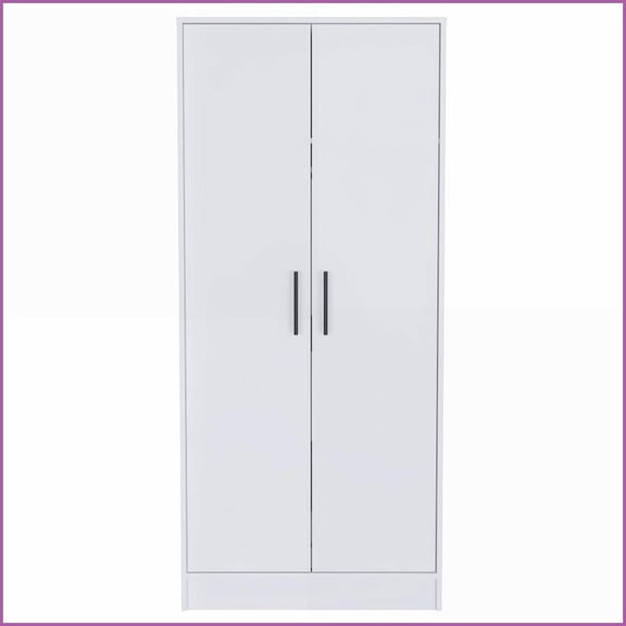 Chests & Wardrobes | 71” High Armoire with Hanging Rod, Shelf & Drawer | White | Particle Board