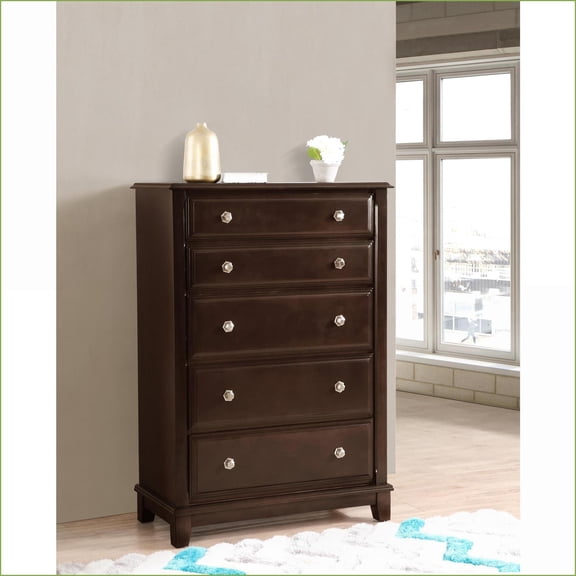 Chests & Wardrobes | Ashford Traditional Wood Veneer Chest, Assembled | Cappuccino | Particle Board