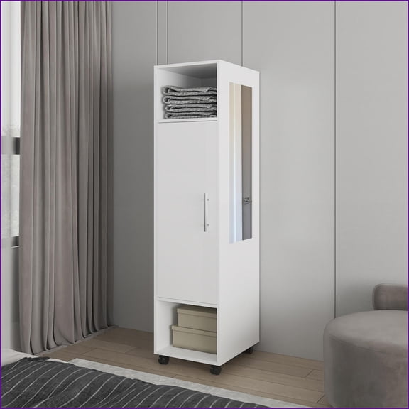 Chests & Wardrobes, Classic Boston Bedroom Wardrobe with Mirror | White | Engineered Wood