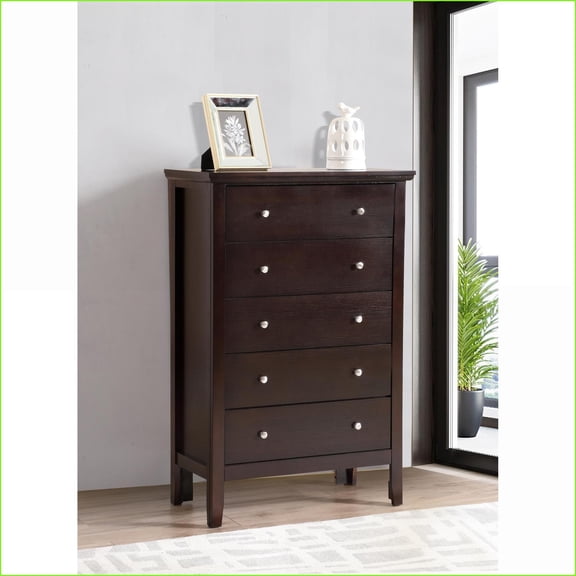 Chests & Wardrobes, Contemporary Espresso Chest with Padded Headboard & Storage | Espresso | Particle Board