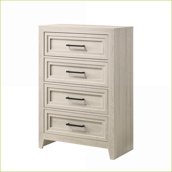 Chests & Wardrobes | Contemporary Four Drawer Geometric Chest | Off White Wood