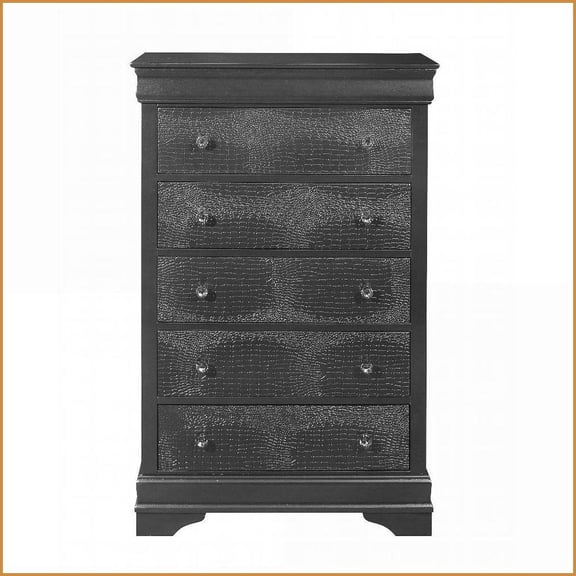Chests & Wardrobes, Contemporary Metallic Grey Chest with Crystal Hardware | Metallic Grey | Solid Wood+MDF