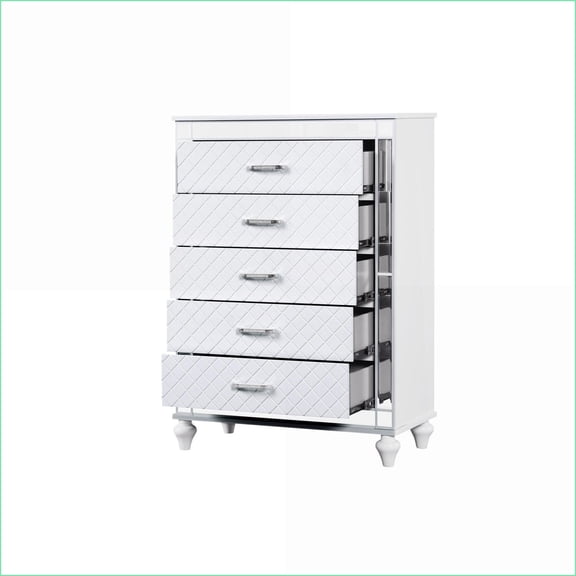 Chests & Wardrobes: Contemporary Silver Champagne Embossed Wood Chest (51"H x36"W x17"D) | Silver | Wood