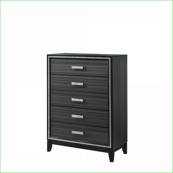 Chests & Wardrobes, Haiden Modern 5-Drawer Weathered Black Storage Chest | Black | Synthetic Wood