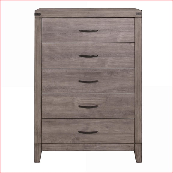Chests & Wardrobes Industrial 5-Drawer Melamine Chest | Brownish Gray Finish | Wood