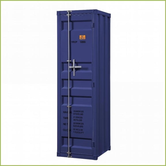 Chests & Wardrobes | Industrial Wardrobe with Shelf, Hanging Rod, Lock | 67.5 H | Blue | Metal