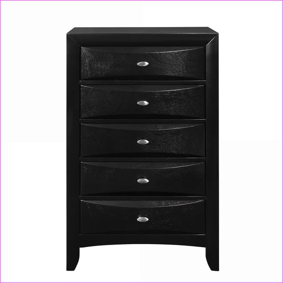 Chests & Wardrobes | Lucille Black Chest with Spacious Chambered Drawers | Solid Wood + MDF