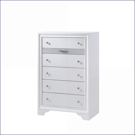 Chests & Wardrobes, Matrix Traditional 5-Drawer Wood Chest White | White | Wood