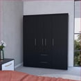 thumbnail image 1 of Chests & Wardrobes, Modern Black 2-Door Armoire with 2 Drawers & 6 Shelves | Wenge | Wood, 1 of 6