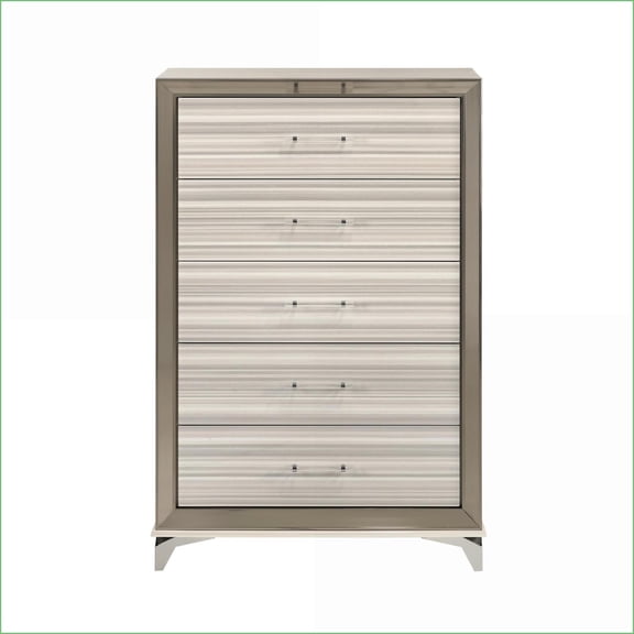 Chests & Wardrobes | Modern Star White 5-Drawer Chest with LED | White | Solid Wood+MDF