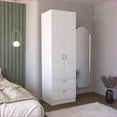 thumbnail image 1 of Chests & Wardrobes, Modern White 76.8"H Armoire Wardrobe with Hanging Rod, 2 Drawers, 1 Shelf | White | Engineered Wood, 1 of 8