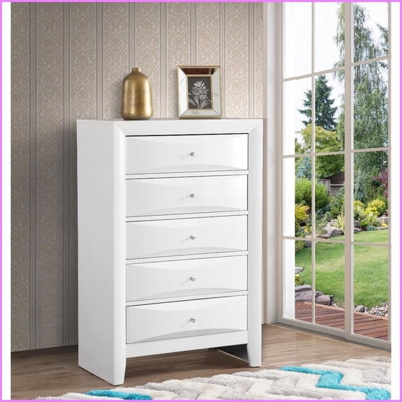 Chests & Wardrobes, Modern White Storage Chest with Dovetailed Drawers | White | Particle Board