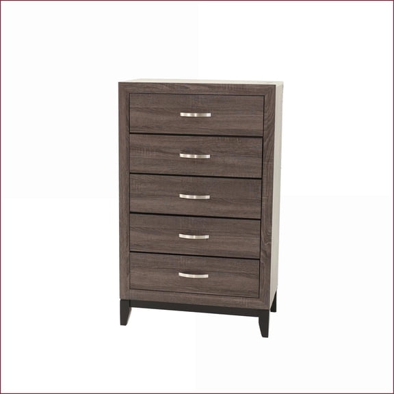Chests & Wardrobes, Rustic Grey Oak 5-Drawer Tall Storage Chest | Gray | Pine/Plywood/MDF