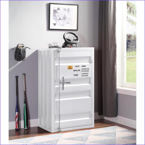 Chests & Wardrobes Traditional 1-Door Chest with Container Lock | Iron | White