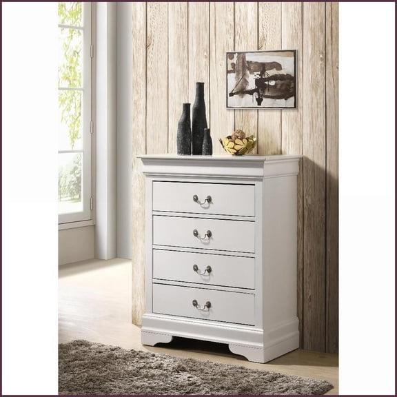 Chests & Wardrobes | Traditional 4 Drawer Louis Phillipe Chest | White | Particle Board