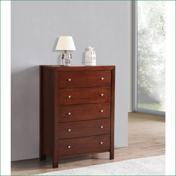 Chests & Wardrobes: Traditional 5-Drawer Cherry Chest with Smooth Gliding Drawers | Cherry | Particle Board