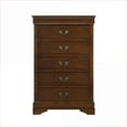 thumbnail image 1 of Chests & Wardrobes: Traditional 5-Drawer Chest, Brown Cherry Finish, Antique Brass Handles | Brown Mix | Solid Wood, 1 of 8