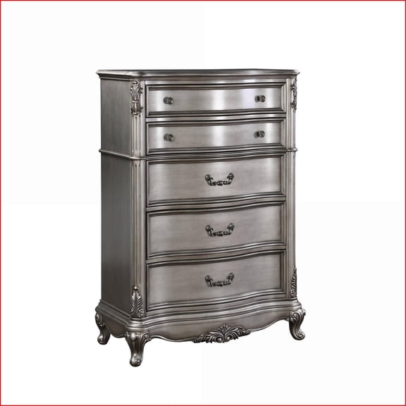 Chests & Wardrobes: Traditional Antique Platinum Storage Chest | Antique Silver | Synthetic Wood