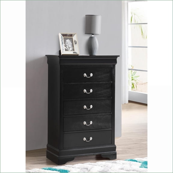 Chests & Wardrobes, Traditional Black Storage Chest with Dovetailed Drawers | 48"H x 31"W x 16"D | Black | Particle Board