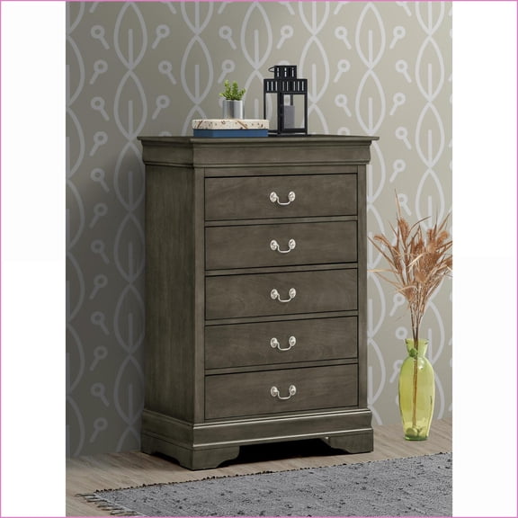 Chests & Wardrobes Traditional Gray Storage Chest, 48"H x 31"W x 16"D | Gray | Particle Board