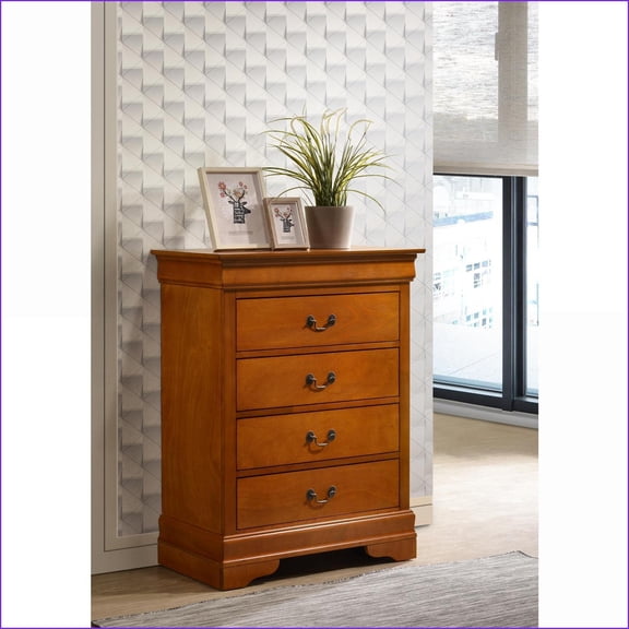 Chests & Wardrobes | Traditional Louis Phillipe 4-Drawer Chest | Oak | Particle Board