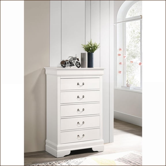 Chests & Wardrobes | Traditional LouisPhillipe Chest with Dovetailed Drawers | White | Particle Board