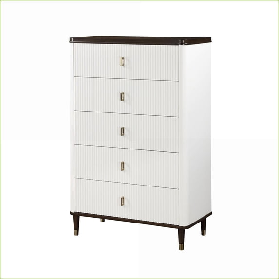 Chests, White & Brown Finish with Ample Storage Drawers | White+Walnut | Synthetic Wood