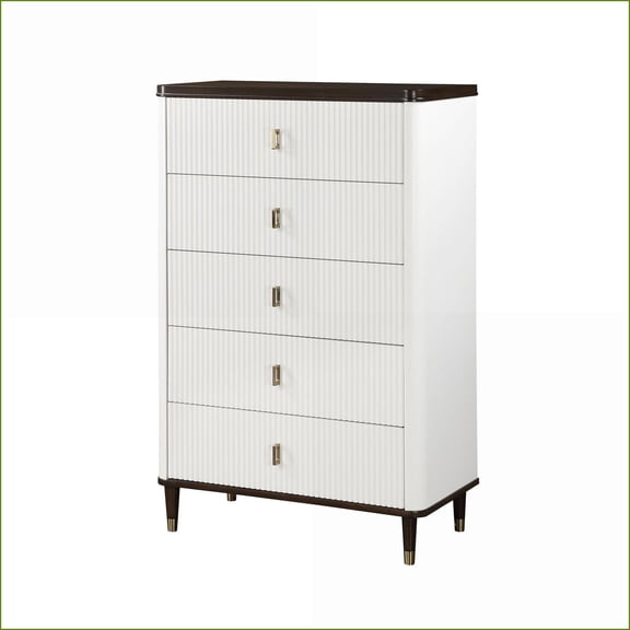 Chests, White & Brown Finish with Ample Storage Drawers | White+Walnut | Synthetic Wood
